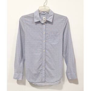 Gap - Women's Blue and White Striped, Poplin, Fitted Boyfriend Shirt  (XS)